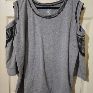 New York & Company Gray Cold Shoulder Top
